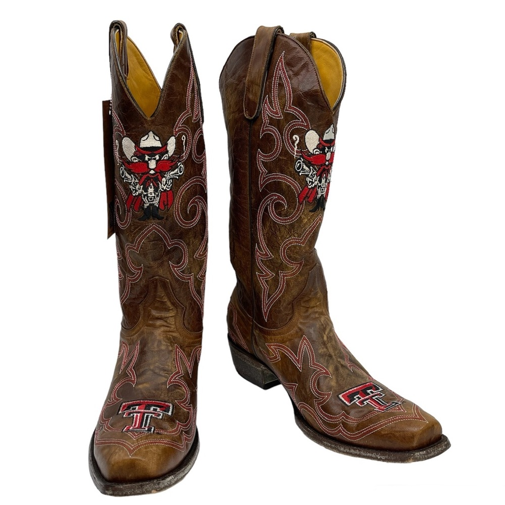 GAMEDAY BOOTS Texas Tech Red Raiders Embroidered Cowboy Western Boots Size 10.5
